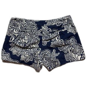 Gap Paisley Floral Shorts Size 4 Blue White Damask Mid Rise Chino Tailored